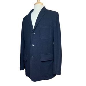 Saks Navy Wool Cardigan Coat